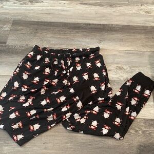 Ice Black Santa Festive Pajama Bottoms with Cute Animal Design